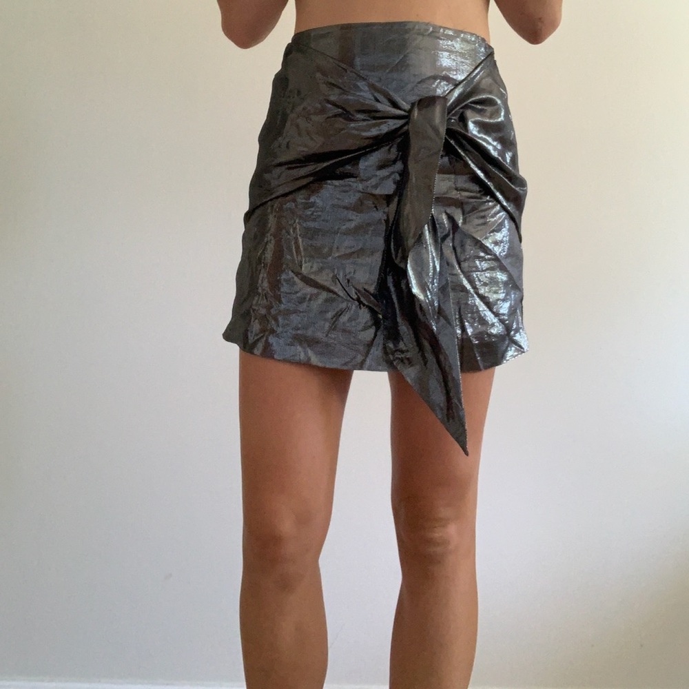 Metallic Silver/Black Mini Skirt